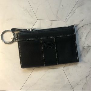 Coach authentic black leather key chain wallet